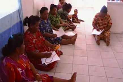 Training the women in Utrok Atoll on how to maintain their new solar system