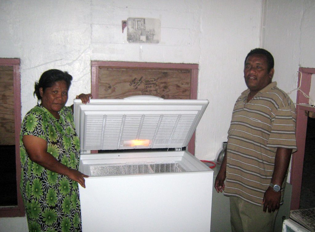 Solar powered freezer installed through the project